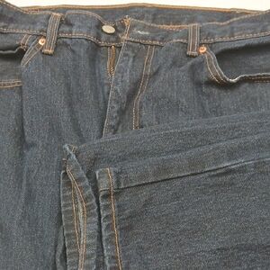 Levi's Indigo Straight Jeans with Orange Topstitching-Dark BLUE